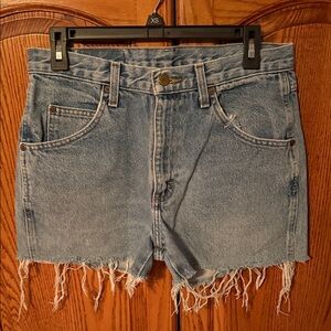 Wrangler Light Blue Frayed Jean Shorts